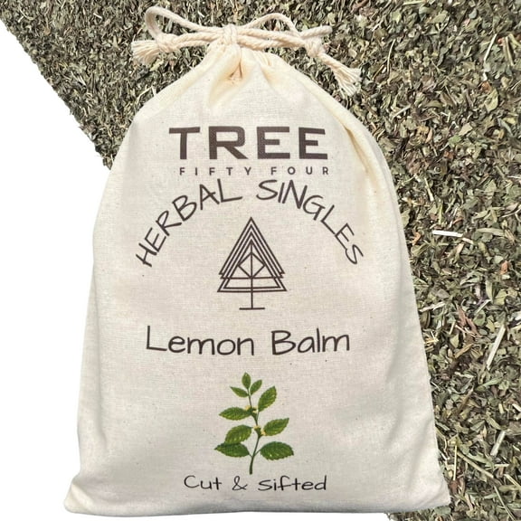 Lemon Balm in Double Drawstring Sachet, Organic, Loose 1 oz | Tree Fifty Four