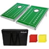 GoSports Foldable Cornhole Boards Bean Bag Toss Game Set, Superior Aluminum Frame, Football Design w/ 8 Bean Bags and Portable Carry Case