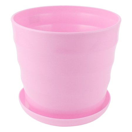 Garden Pots Ornaments Unique Bargains Home Garden Office Plastic Round Plant Planter Flower Pot Ornament Pink ()