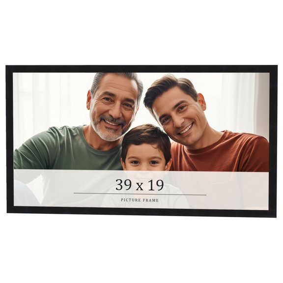 39x19 Frame Black Real Wood Picture Frame Width 0.75 inches | Interior Frame Depth 0.5 inches |
