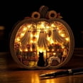 thumbnail image 6 of YAMB 2D Layered Wooden Pumpkin Ghost Ornament, Dimensional Cutout Tabletop Decor with Detachable Stand, Cute Spooky Style Decoration with Ghost & Black Cat Scene for Bedroom Home Display, 6 of 6