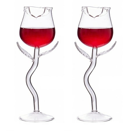 

Baywell Rose Flower Wine Glasses Creative Red Wine Glass Set of 2 for Women Goblet Wine Cocktail Juice Glass for Housewarming Wedding