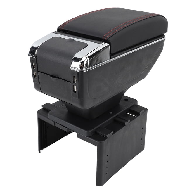 Front Center Console Armrest Box Organizer with USB Charging Port, Adjustable Width for Most Vehicles