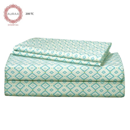 Carolina Panthers Twin Sheet Set - Auraa Essentials 200 TC 100% Cotton Percale Print 3 PC Twin Sheet Set