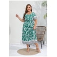thumbnail image 5 of AURA Plus Size High Waist V Neck Printed Maxi Dress Elegant Spring Summer Style, 5 of 6