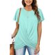 thumbnail image 1 of Camiseta de manga corta con cuello redondo para mujer, remera holgada informal con pliegues, camisetas de calle de Color sólido para mujer 2022, 1 of 5