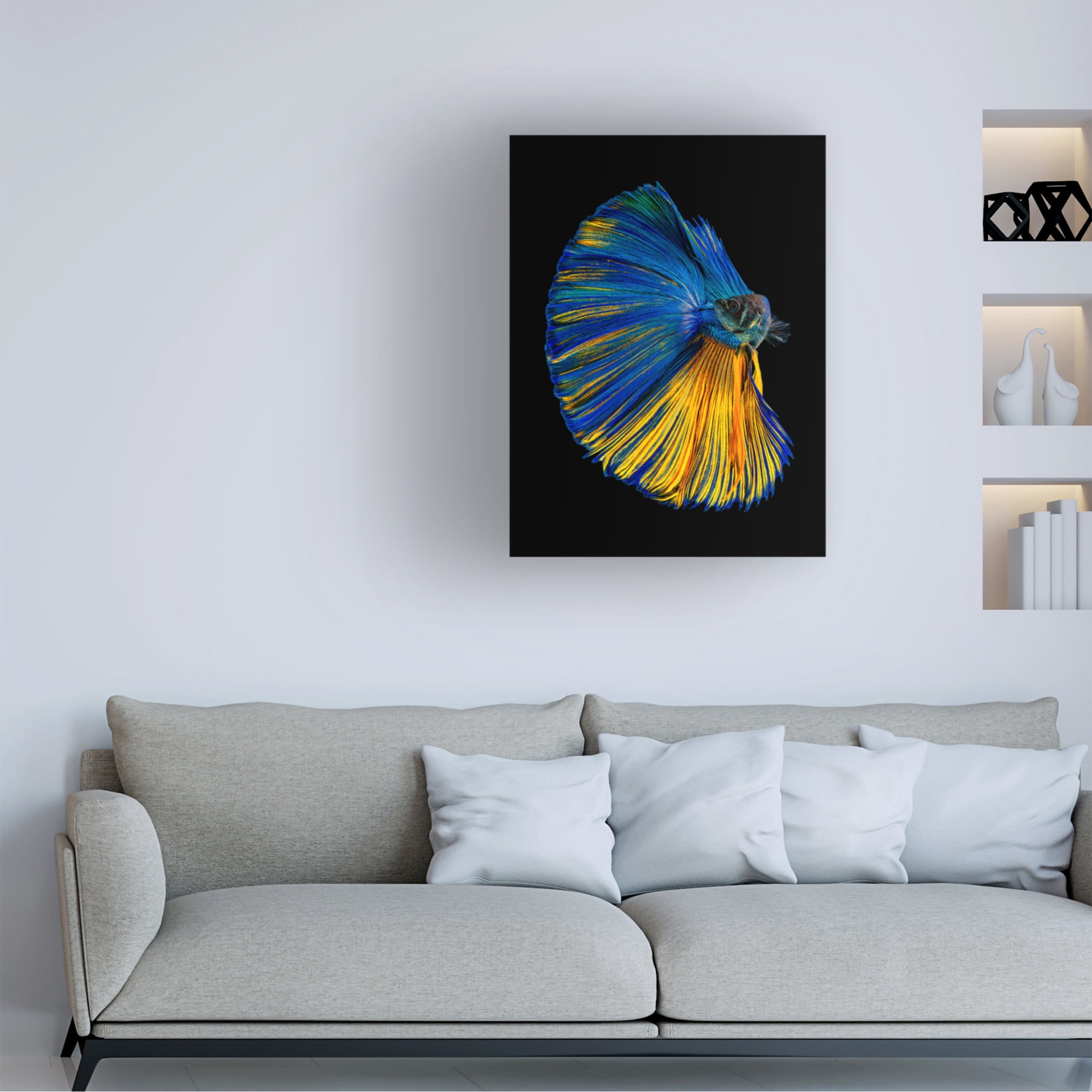 Canvas Wall Art - Andi Halil 'Yellow A Blue' Wall Art for Living Room, Bedroom, or Office Décor by Trademark Fine Art - 24 x 32 Inches