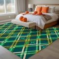 thumbnail image 4 of Ethic Texture Washable Area Rug 6 x 9 ft Green Brown Geometric Black Plaid Vintage , Soft Non Slip Rugs Stain Repellent Indoor Felt Carpet for Living Dining Room Bedroom Home Office, 4 of 9