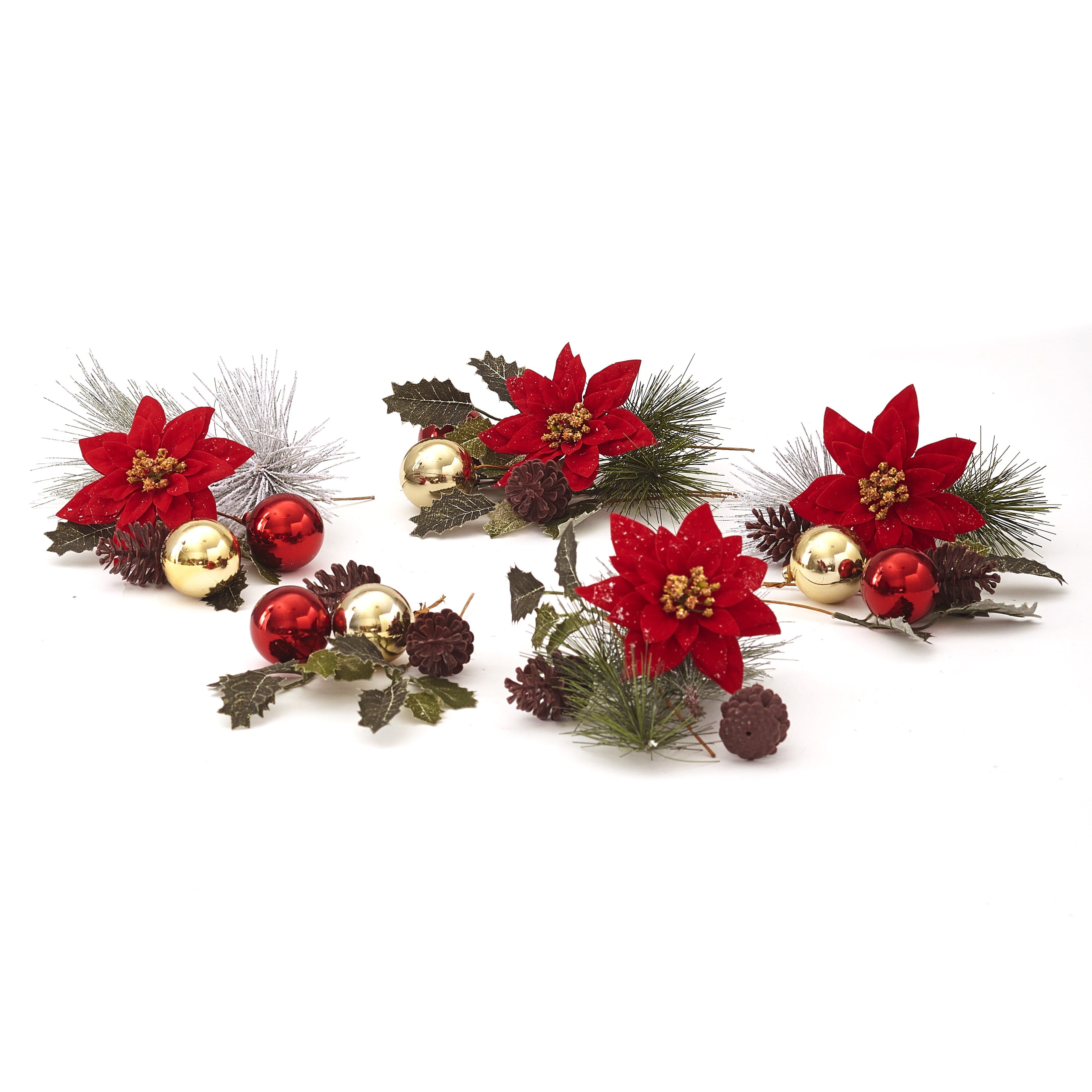 Decorative Winter Artificial Flowers Fill Set - Holiday Season Floral ...