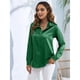 thumbnail image 4 of Blusas de Satén para Mujer, Camisas de Seda con Botones, Blusas Informales de Larga para Negocios Verde S, 4 of 7