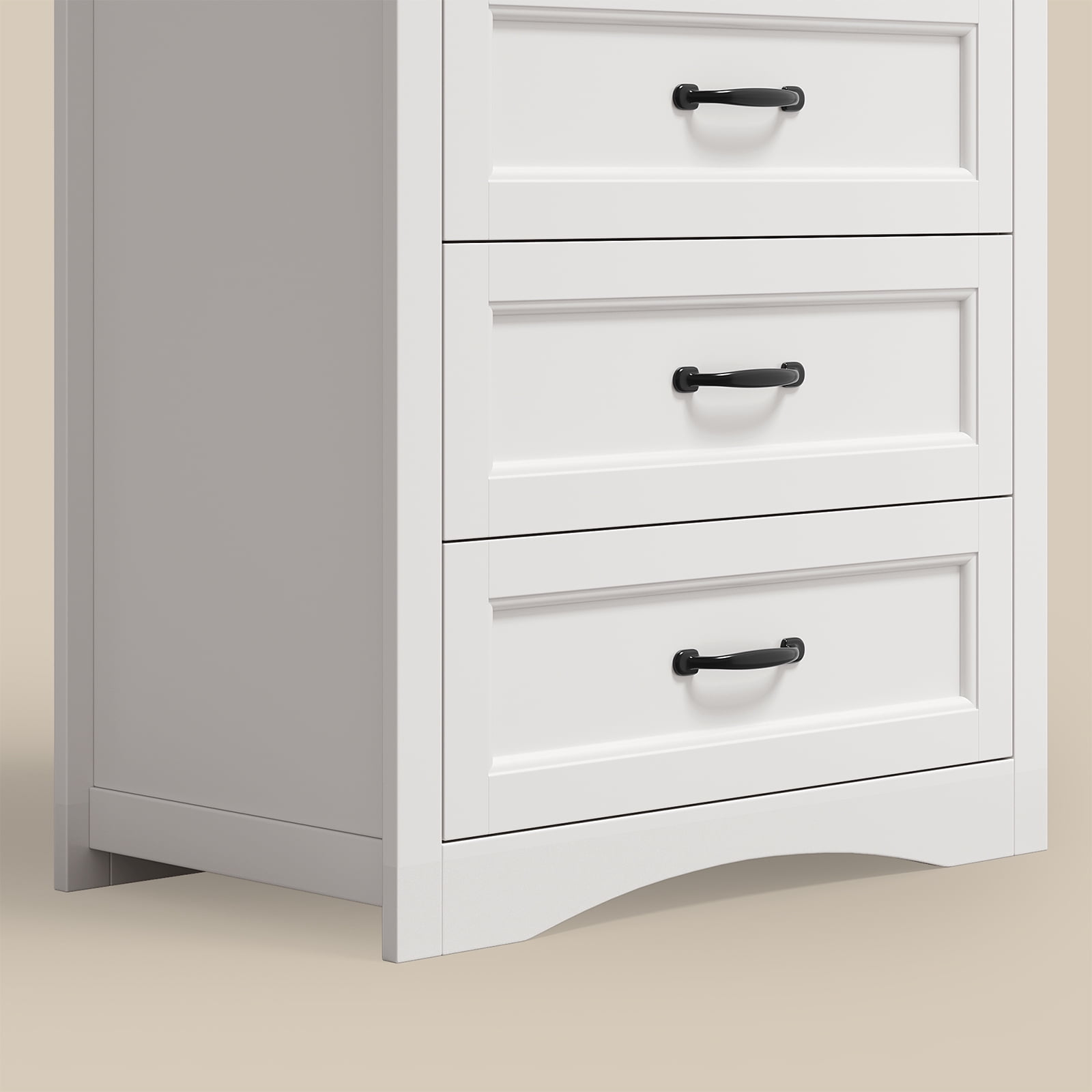 Modern 5-Drawer Dresser with Sleek Metal Handles, Versatile Storage Cabinet for Bedroom, Living Room or Office, White