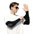 thumbnail image 3 of 2 Pairs Mens Cycling Arm Sleeve Sun Protection Padded Elbow Sleeves Seamless Cooling Silk Arms Guards Summer, 3 of 3