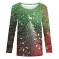 thumbnail image 5 of Womens Tops Christmas Printed Round Neck Long Sleeve Casual T-shirt Blouse Mint Green S,Blouse for Women, 5 of 5