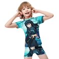 thumbnail image 4 of Demon Slayer Muichiro Tokito Boys 2-Piece Swimsuit Set, Short Sleeve Rash Guard & Swim Trunks, 4 of 7