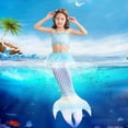 thumbnail image 2 of Toddler Baby Summer Bathing Beach Suits 3 Pieces Swimwear With Tail Fish Scale Print Ruffle Bikini Swimsuit Spring Swimsuits Clothes 8-9T, 2 of 4