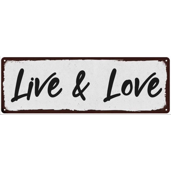 Live & Love Black on White Shabby Chic Metal Sign 6x18 Room Decor 106180049034