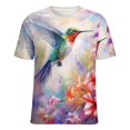 thumbnail image 5 of Flower Hummingbird Women's Short Sleeve T-Shirt Crew Neck Casual Summer Trendy Loose Fit Tops, 5 of 6