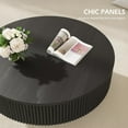 thumbnail image 2 of Gelloan 31.5" Round Fluted Coffee Table, Modern Wood Circle Coffee Table, Veneer Handcrafted Relief Tea Table for Living Room,Black, 2 of 8