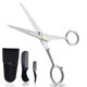 thumbnail image 1 of ONTAKI 5 tijeras alemanas para barba y bigote – 2 peines (peine para barba + peine para bigote) con bolsa de transporte – Tijeras para recortar barba forjadas a mano con reposamuñecas (plata (acero al, 1 of 7