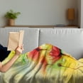 thumbnail image 3 of Flower Soft Flannel Fleece Throw Blanket, Hazy Poppy Flowers Motif in Different Tones Spring Season Inspired Modern Picture, Cozy Plush for Indoor and Outdoor Use, 50" x 70", Yellow Red, by Ambesonne, 3 of 5