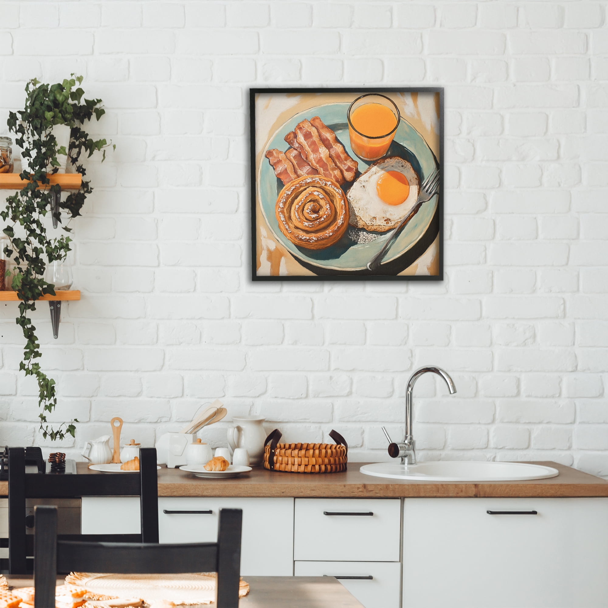 Stupell Industries Cinnamon Roll Breakfast Black Framed Giclee Art, design by Tina LeCour