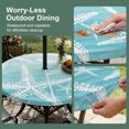 thumbnail image 5 of Round Outdoor Tablecloth with Umbrella Hole and Zipper, Turquoise Gray Starfish Tablecloth with Elastic Waterproof, Summer Coastal Nautical Ocean Classic Patio Table Covers for 45" - 54" Pool Tables, 5 of 9