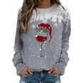 thumbnail image 1 of Sudadera sin capucha Gibobby de Manga larga con cuello redondo y estampado de copa de nieve navideño Gris M, 1 of 4