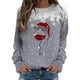 thumbnail image 1 of Sudadera sin capucha Gibobby Manga larga cuello redondo estampado navideño mujer Gris L, 1 of 4
