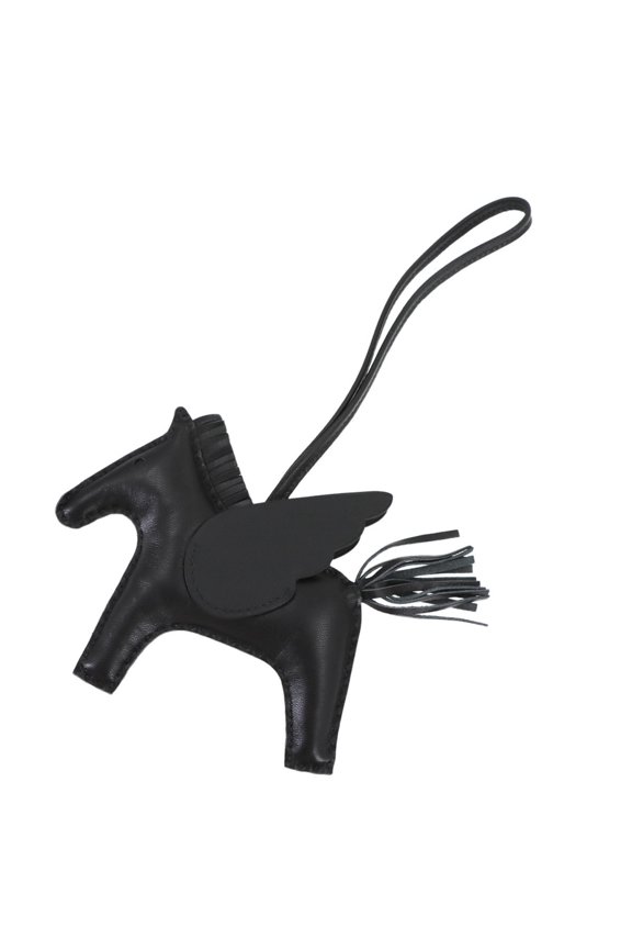 Pre-Owned Hermes Herms Rodeo Pegasus MM Bag Charm, Anjo Milo Swift So Black, U Stamp