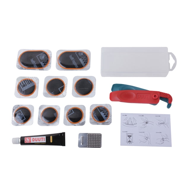 Herramientas de reparación de parches de neumáticos para bicicletas de Duuti con ciclo de almacenamiento Mantenimiento de ciclo Kit de punción para ciclismo de emergencia deportiva Color natural Inevent OD003440-04B