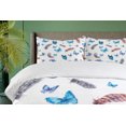 thumbnail image 4 of Ambesonne Vintage Duvet Cover Sets, Feathers and Butterfly, 2-Queen, Blue White Grey, 4 of 7