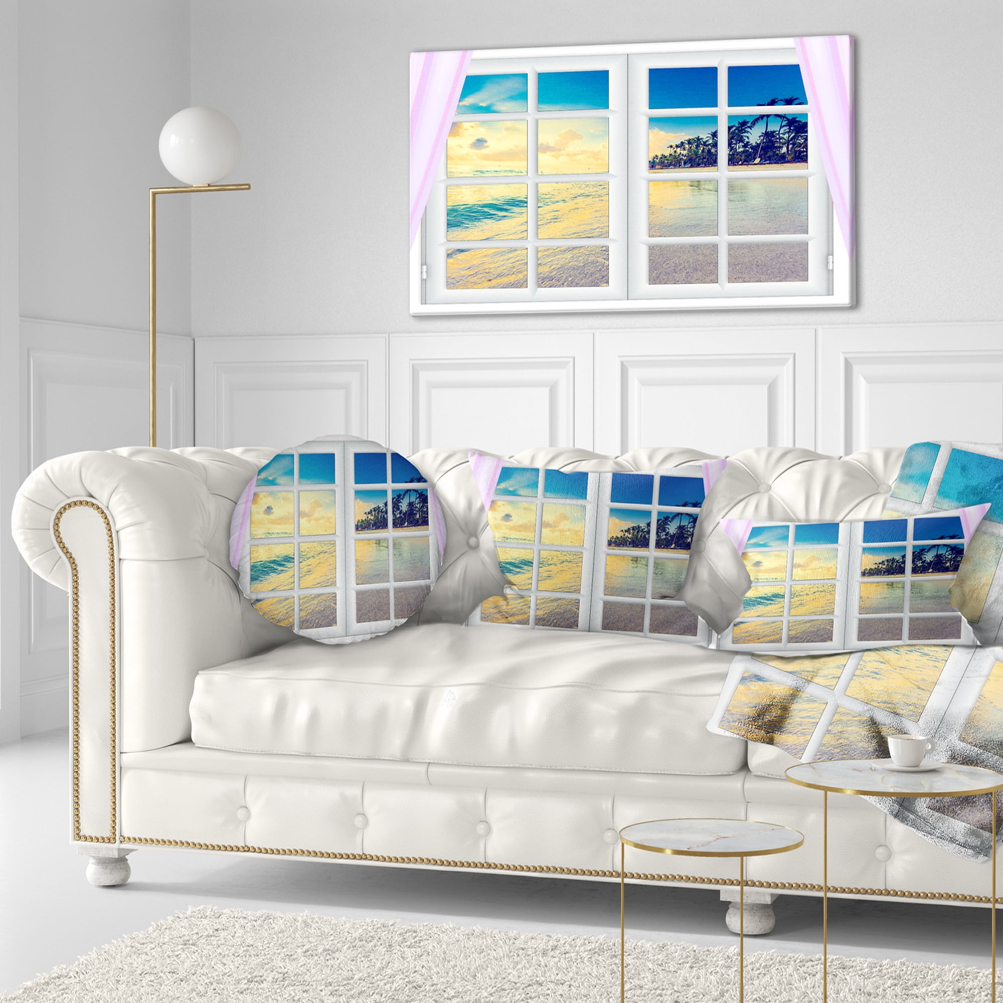Designart 12" x 20" White Polyester Throw Pillow