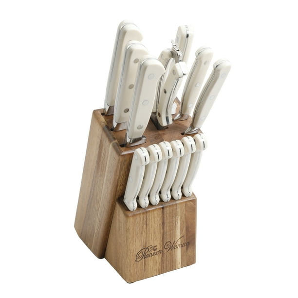 The Pioneer Woman Frontier Collection 14 Piece Cutlery Set With Wood Block Linen Walmart Com Walmart Com