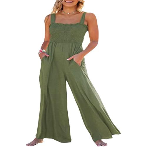 Casual Wide Leg Jersey Romper Sleeveless Jumpsuit 