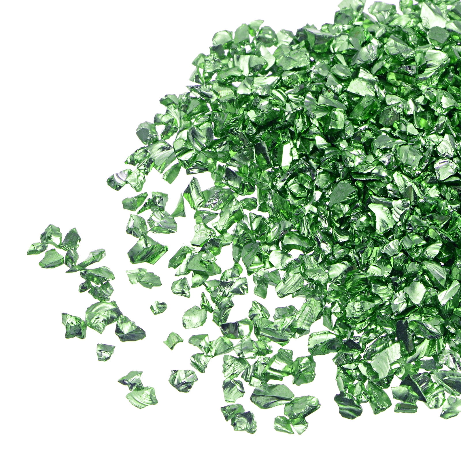Uxcell 20g Crushed Glass Chips, 2-4mm Irregular Metallic Chunky Sequins Glass Stone Lawn Green