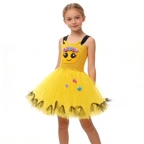 CUZIBR Kids Adorable Dress Girls Tutu Animal Theme Performance Outfit Sets Clothes Sets,Yellow,10-12 Years