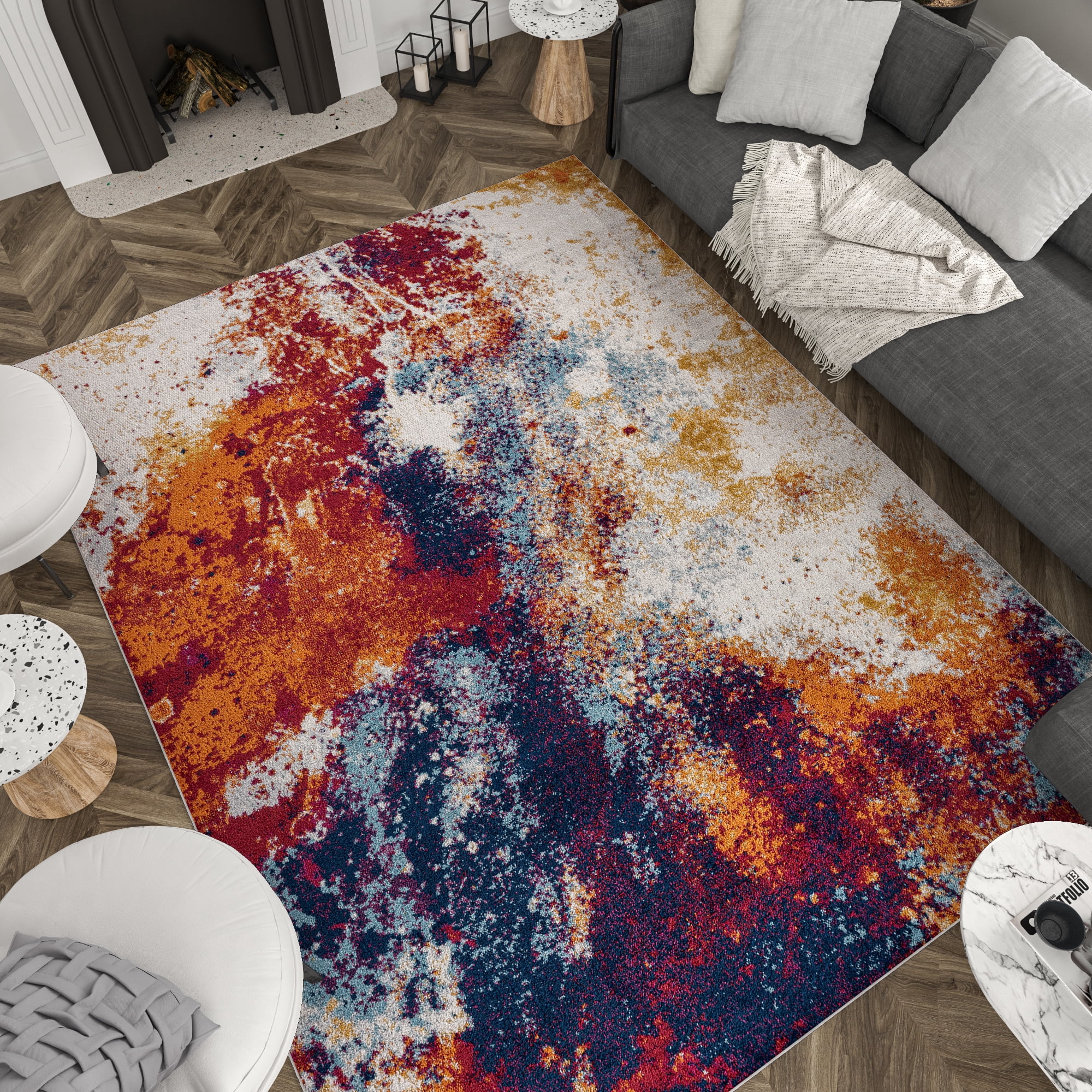 Diamond Contemporary 5' x 7' Multi-Color Polypropylene Indoor Area Rug