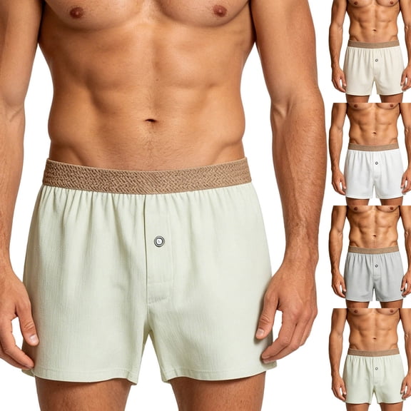 YanHoo Mens Cotton Shorts Soft Stretch Elastic Waist Underwear Boxer Shorts Casual Comfy Short Pants