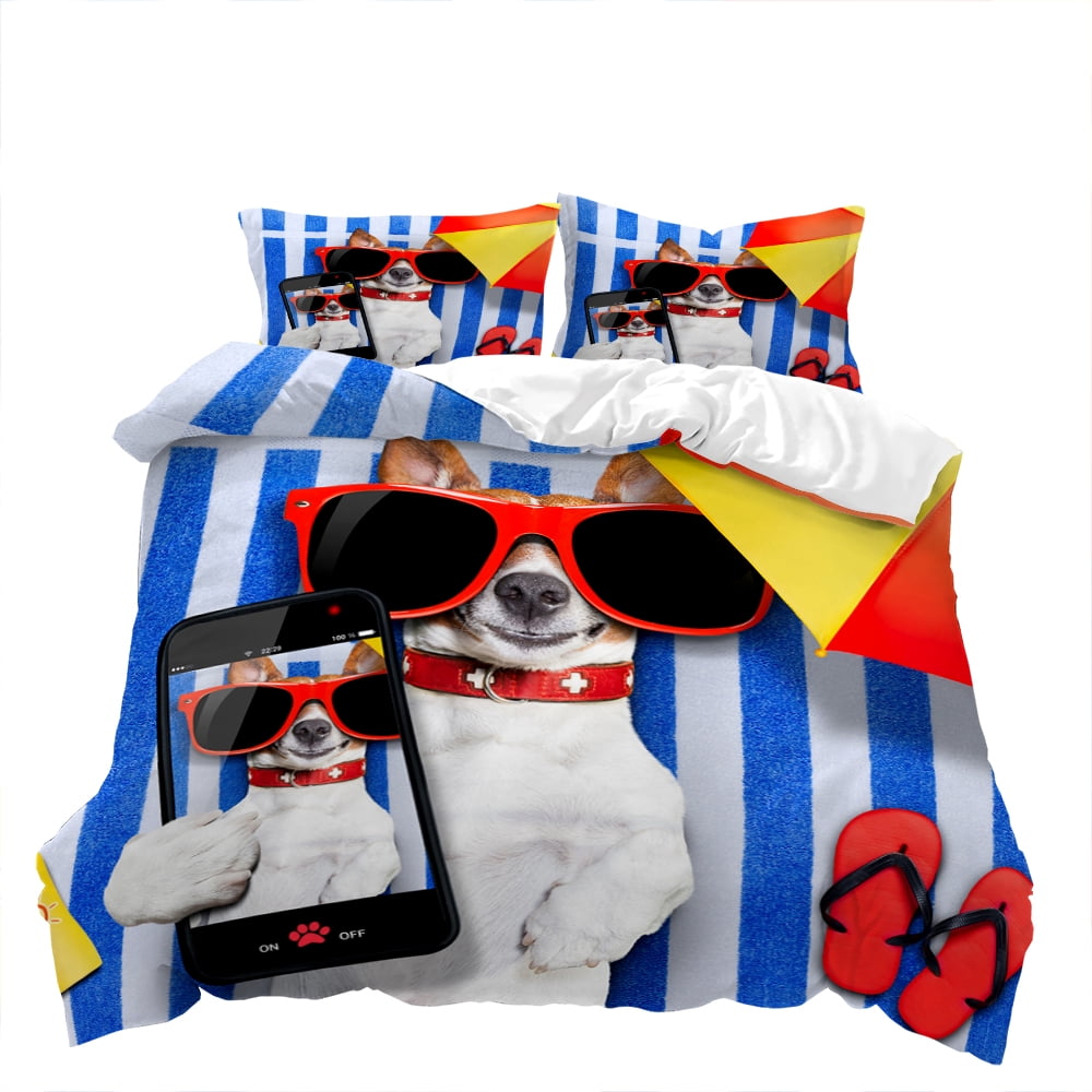 Somoyed Dog Print Pattern Duvet Cover Bedding Set