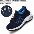 thumbnail image 5 of Tennis Shoes Womens Fashion Knitted Platform Sneakers Arch Support Orthopedic Walking Shoes Slip on Antislip Workout Athletic Shoes Blue Size 9.5, 5 of 8