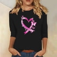 thumbnail image 2 of YFNNUP Womens' 3/4 Length Sleeve Breast Cancer Shirts Pink Ribbon Graphic Painting Shirt Casual Crewneck Tshirts Loose Fit T Shirt Soft Lightweight Three Quarter Length Shirts, 2 of 4