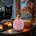 thumbnail image 4 of Glitter Velvet Pumpkin Ornament, Fall Halloween Tabletop Decor, Realistic Soft Velvet Pumpkin for Mantel Storefront Desktop Display, Pink Thanksgiving Harvest Home Decoration, 4 of 5