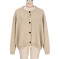 thumbnail image 5 of biudgviw Cardigan for Women Trendy Long Sleeve Button Down Shirts Comfy Soft Crew Neck Knit Sweaters Going Out Outfits, 5 of 5