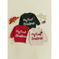 thumbnail image 3 of Qmyliery Baby Girls Knit Sweater Christmas Hat and Letter Embroidery Crew Neck Pullover Long Sleeve Tops, 3 of 9