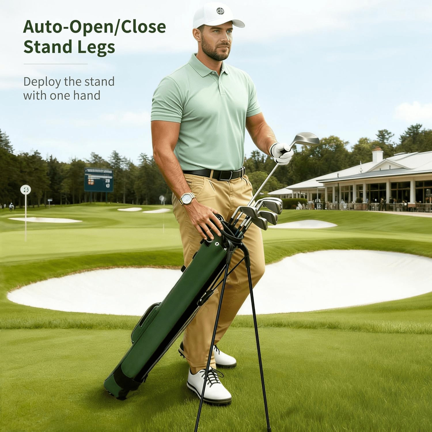 Lightweight Golf Stand Bag with Padded Strap - Portable 2-Way Divider Weekend Golf Bag for Driving Range - Golf Carry Bag with Retractable Legs & Pocket - Durable Practice Bag for Men Women
