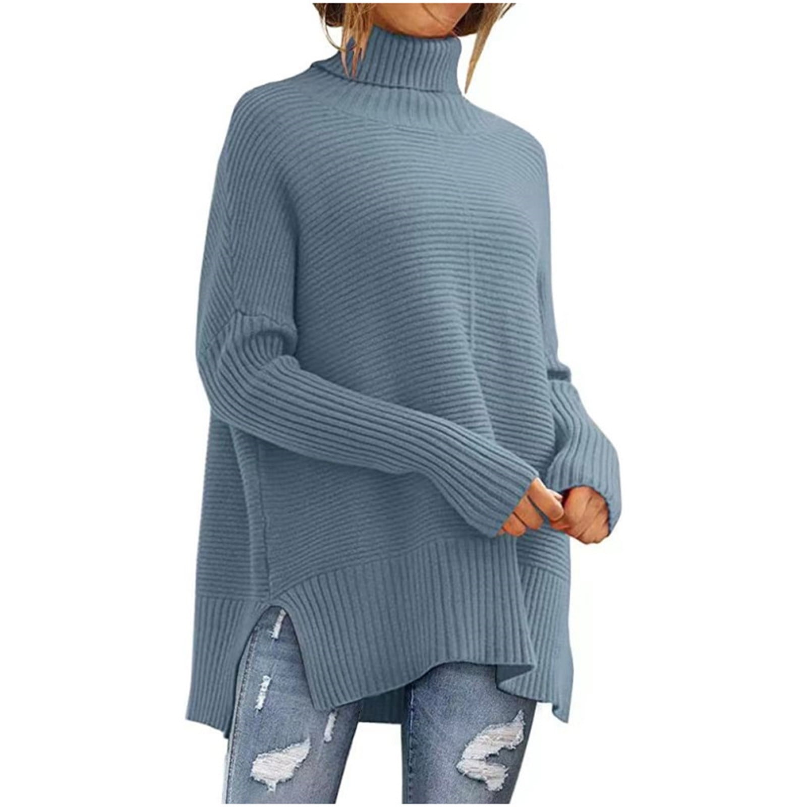 Bmisegm Sweat à Manches Longues Pour Femmes, Col Rond Décontracté, Coupe Ample, Polaire, Automne, Gris G
