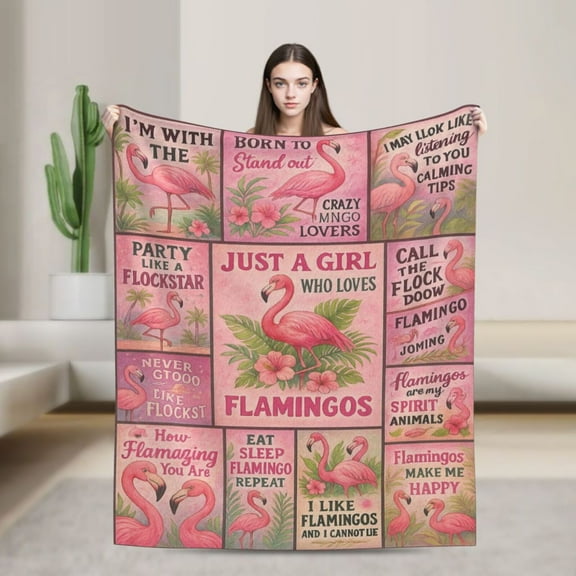 Pink Flamingo Blanket, Flamingo Gifts for Women, Flamingos Decor, Gifts for Flamingo Lovers on Christmas Birthday 50x40