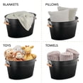 thumbnail image 2 of mDesign Large Metal 4.75 Gallon Beverage Tub Cooler, Bamboo Handles, Matte Black, 2 of 7