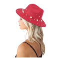 thumbnail image 3 of IDALL Bucket Hats Fedora Hats for Women Ladies Fashion Fedora Hat Panama Hat With Handmade Pearls Beach Hat Red One Size, 3 of 8