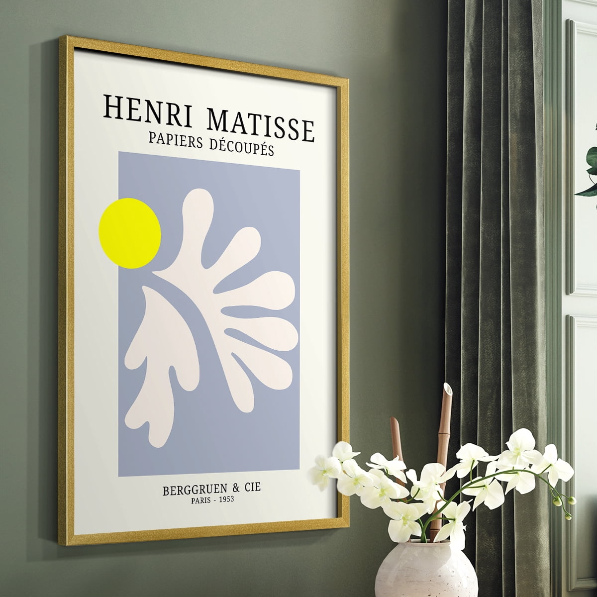 Matisse CDVIII in Gold Solid Wood Framed Print No Nail Hanging